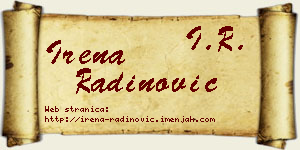 Irena Radinović vizit kartica